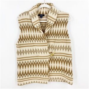 Chaps Shawl Collar Aztec Sweater Vest Sz L